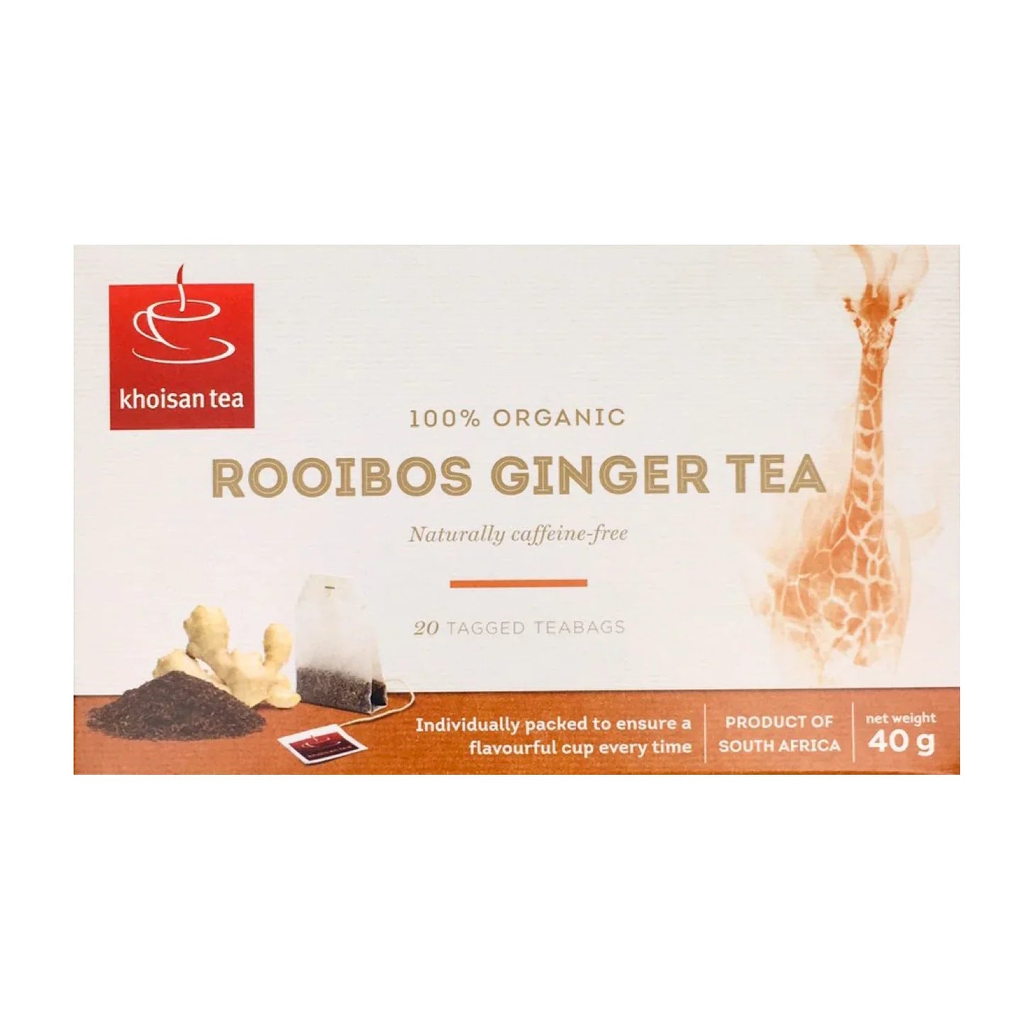 Organic Tea Rooibos Ginger 20 bags - Wildsprout