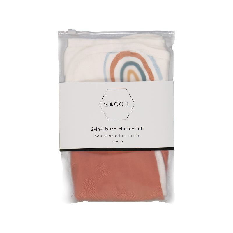 2 in 1 Burp Cloth + Bib Rainbow & Rust