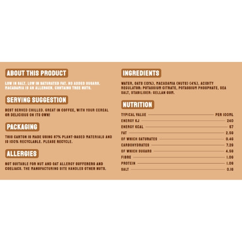 Macadamia Oat Milk 1L