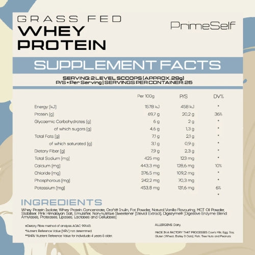 Grass-Fed Whey Protein Vanilla Bean 725g