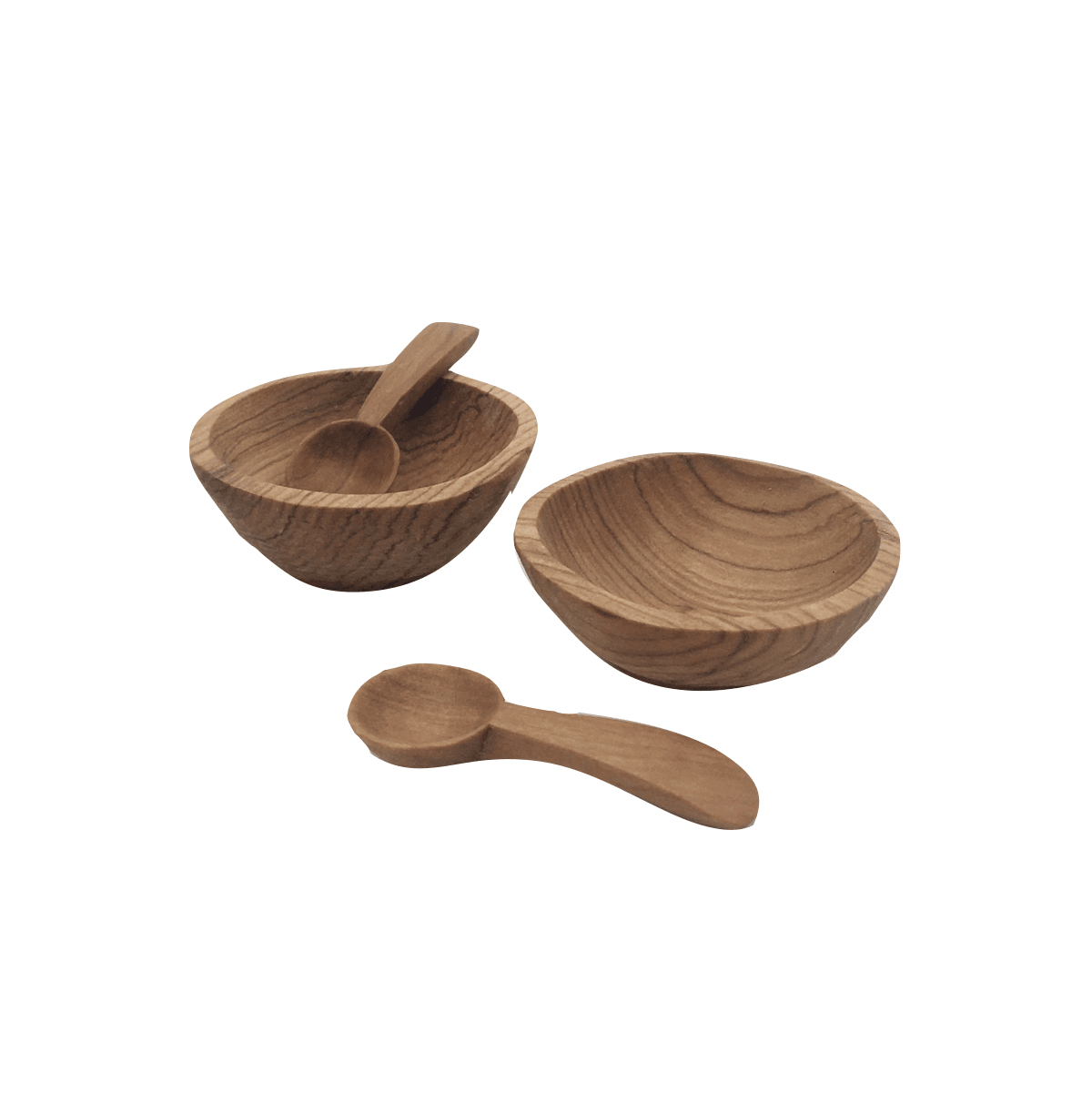 Wood Salt & Pepper Bowls with Spoons Set - Wildsprout