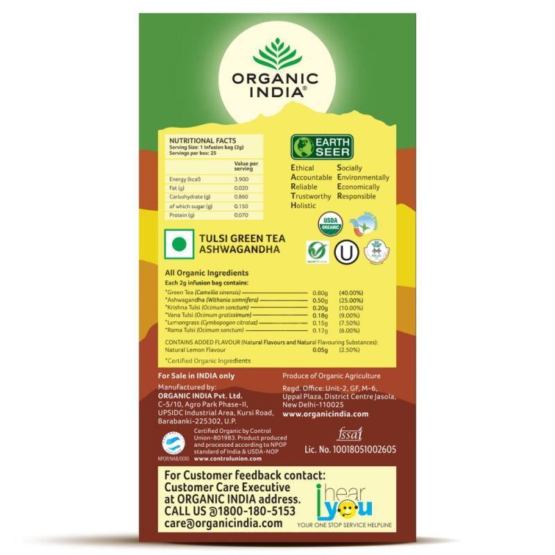 Tulsi Organic Green Tea Ashwagandha 25 bags - Wildsprout