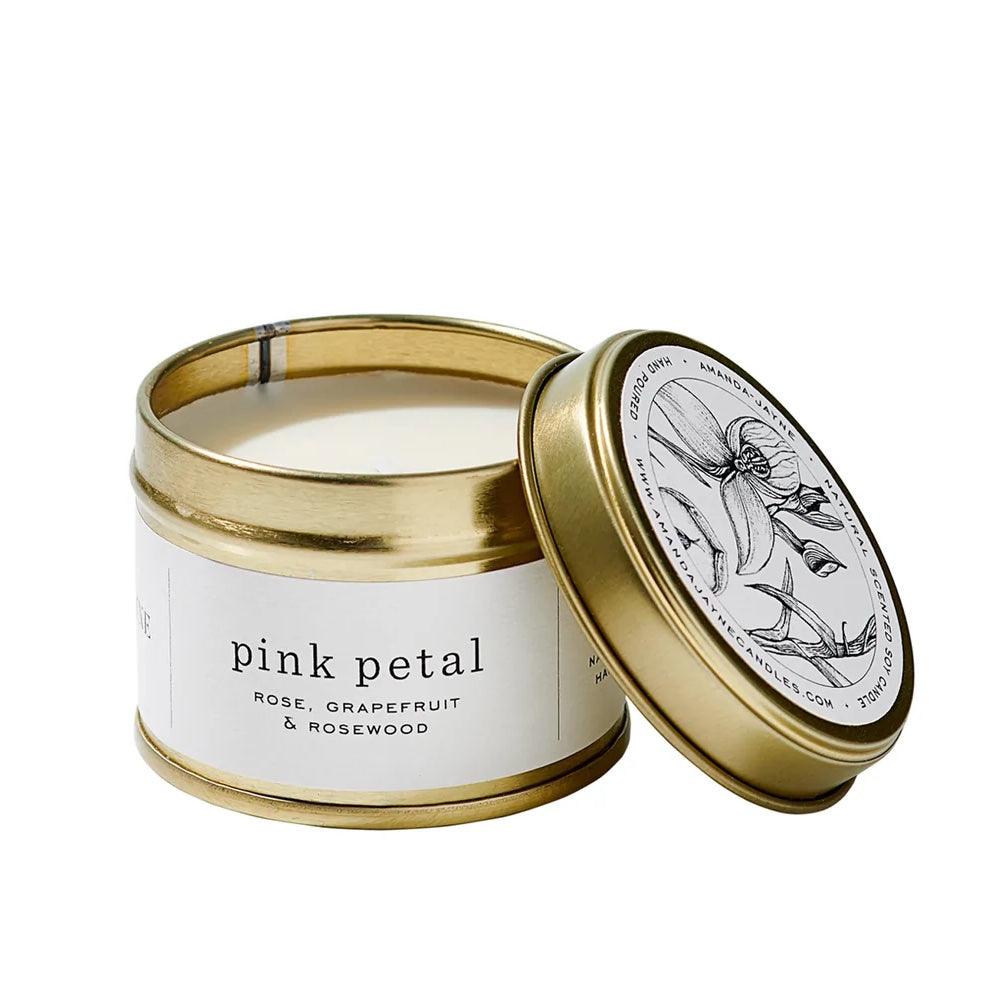 Pink Petal Candle - Gold Tin - Wildsprout