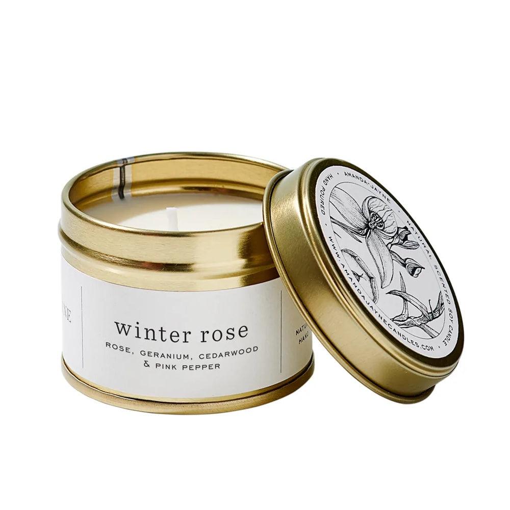 Winter Rose Candle - Gold Tin - Wildsprout